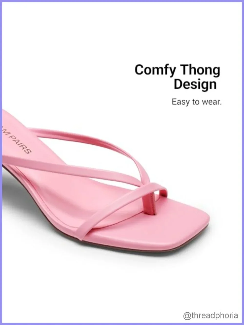 Women's Kitten Heel Flip-Flop Sandals Faux Leather Slip-On Square Toe